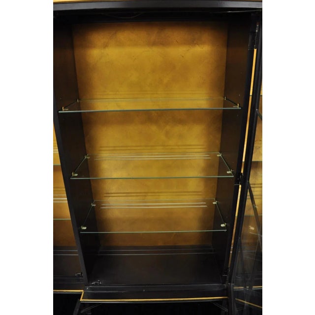 Drexel Et Cetera Chinoiserie Black Lacquer Decorated Breakfront China Cabinet For Sale - Image 9 of 12