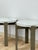 Vintage Round End Tables Beige Marble Top Gray Metal Base Pair Modern Accent For Sale - Image 10 of 10