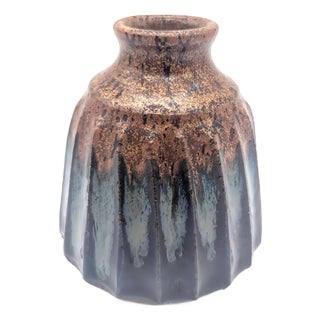 Vintage Glazed Stoneware Bud Vase For Sale