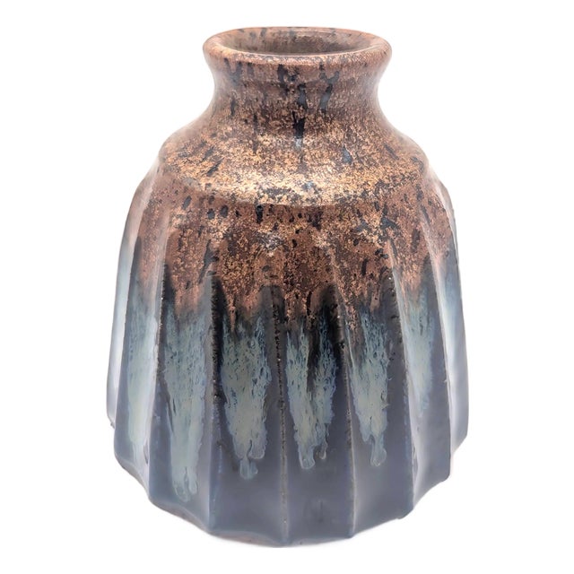 Vintage Glazed Stoneware Bud Vase For Sale