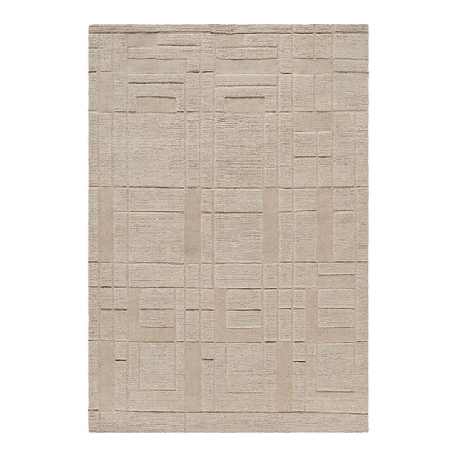 Frank Lloyd Wright Foundation x SURYA Luxuries Handmade Rug Sandstone 5x8 For Sale