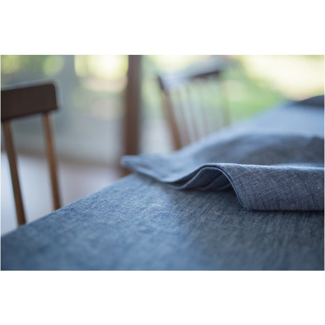 Contemporary Plum Textiles Jean Blue Linen For Sale - Image 3 of 4