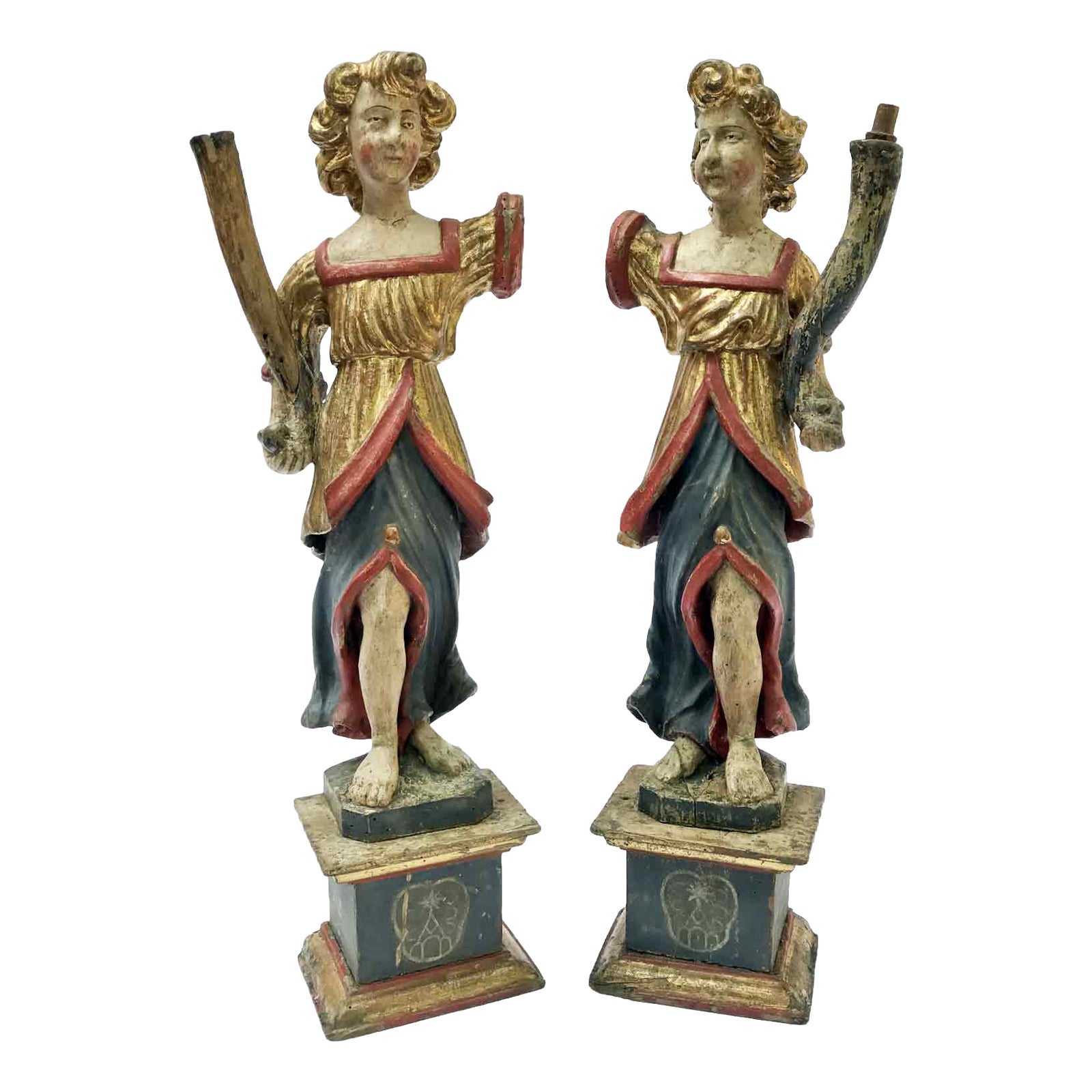 Pair of Cornucopia Sculptures, 1800s, Gold Leaf and Pinus Cembra | Chairish