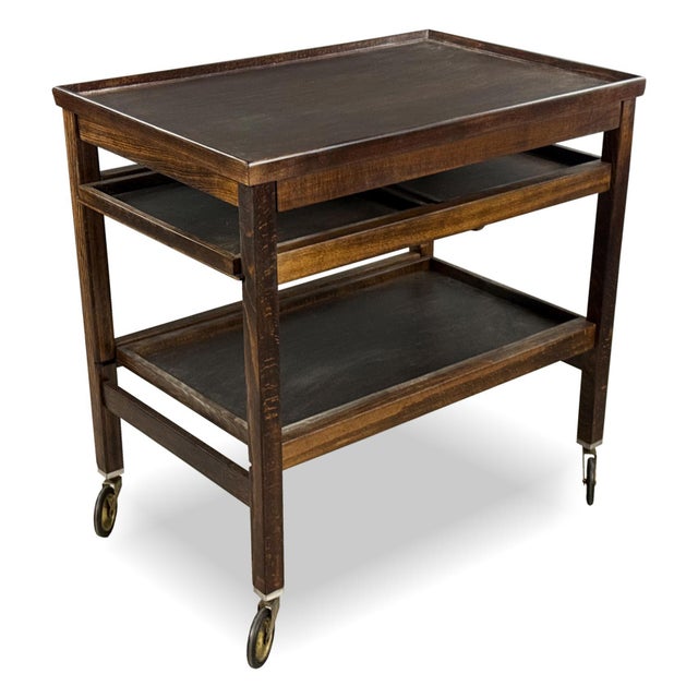 Antique Serving Trolley with Folding Side Panels by Thonet, 1930s For Sale - Image 9 of 9