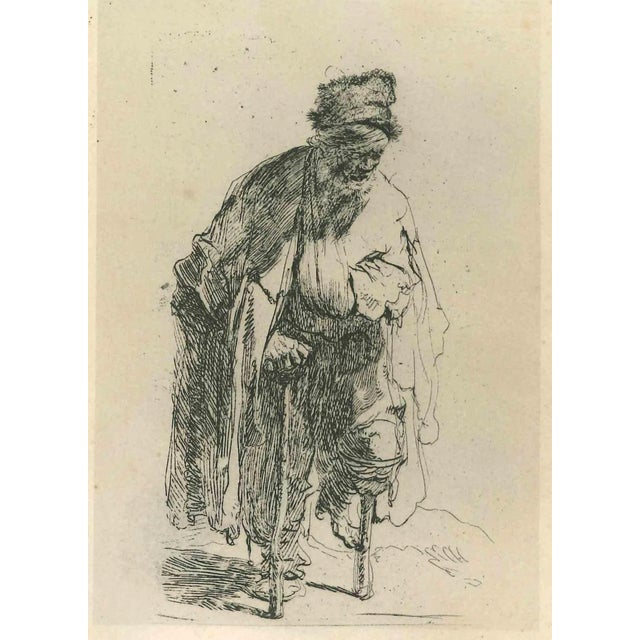 Beggar With A Wooden Leg is an etching on ivory-colored paper realized after an etching by Rembrandt dated 1630. This...