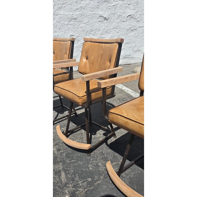 Wood 1970s Set of 3 Mid Century Cleo Baldon Style Swivel Counter Stools For Sale - Image 7 of 11