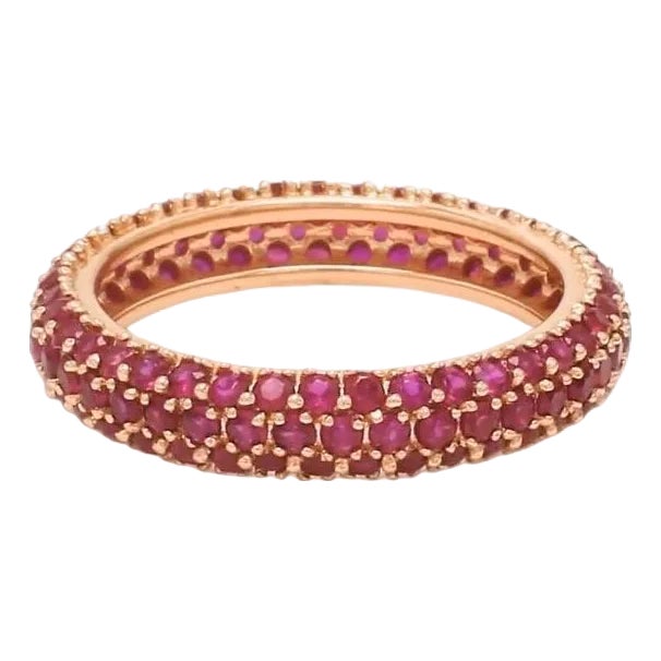 Natural 1.95 cts ruby band ring in 14k gold For Sale