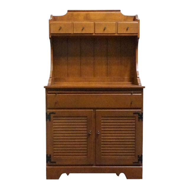 Ethan Allen Heirloom Nutmeg Maple 34" Shutter Door Server W. Open Hutch For Sale