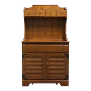 Ethan Allen Heirloom Nutmeg Maple 34" Shutter Door Server W. Open Hutch