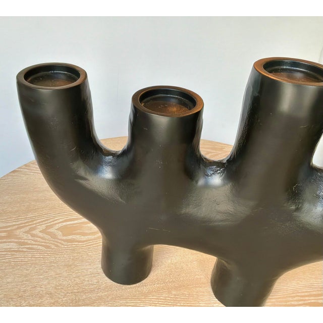 2020s Modern Brutalist Style Black Metal 4 Pillar Candle Holder For Sale - Image 5 of 5