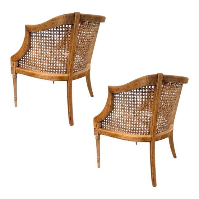 Wood Frech Country Caned Accent Chairs For Sale - Image 7 of 7