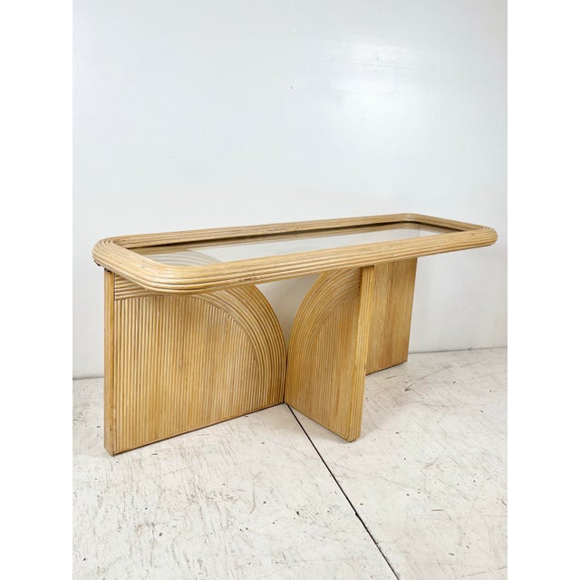 Gabriella Crespi Vintage Pencil Reed Rattan Arch Console Table For Sale - Image 4 of 12