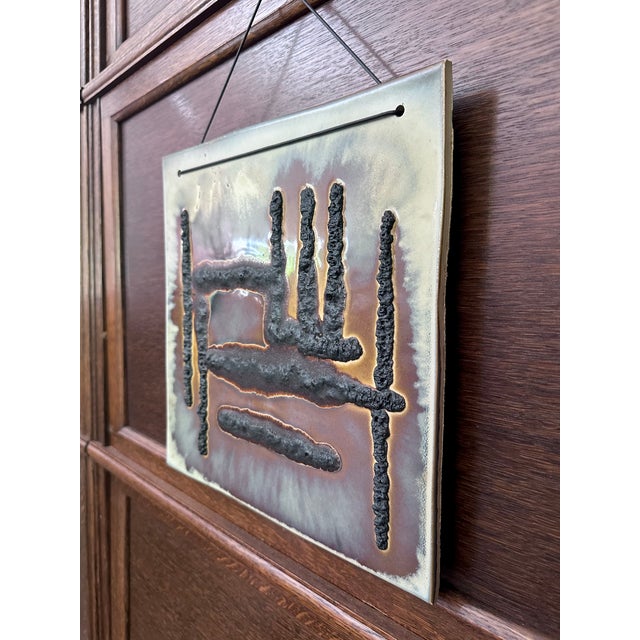 Brutalist Ceramic Art Tile Wall Sculpture or Relief with Abstract Motif, Germany, 1960s For Sale - Image 12 of 18