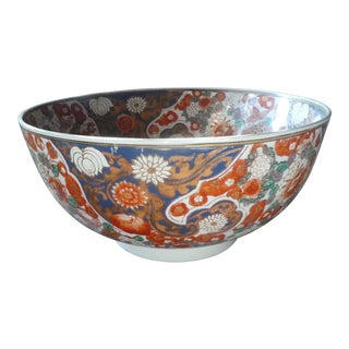 Large Antique Imari Punch Bowl Signed For Sale