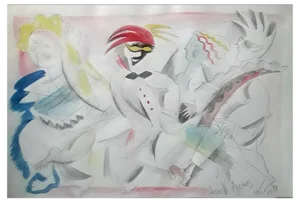 Issaeva-Agenos, Erotic Dance, 2008, Ink Drawing