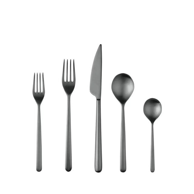 Contemporary Mepra Linea 20-Piece Flatware Set, Ice Oro Black For Sale - Image 3 of 3