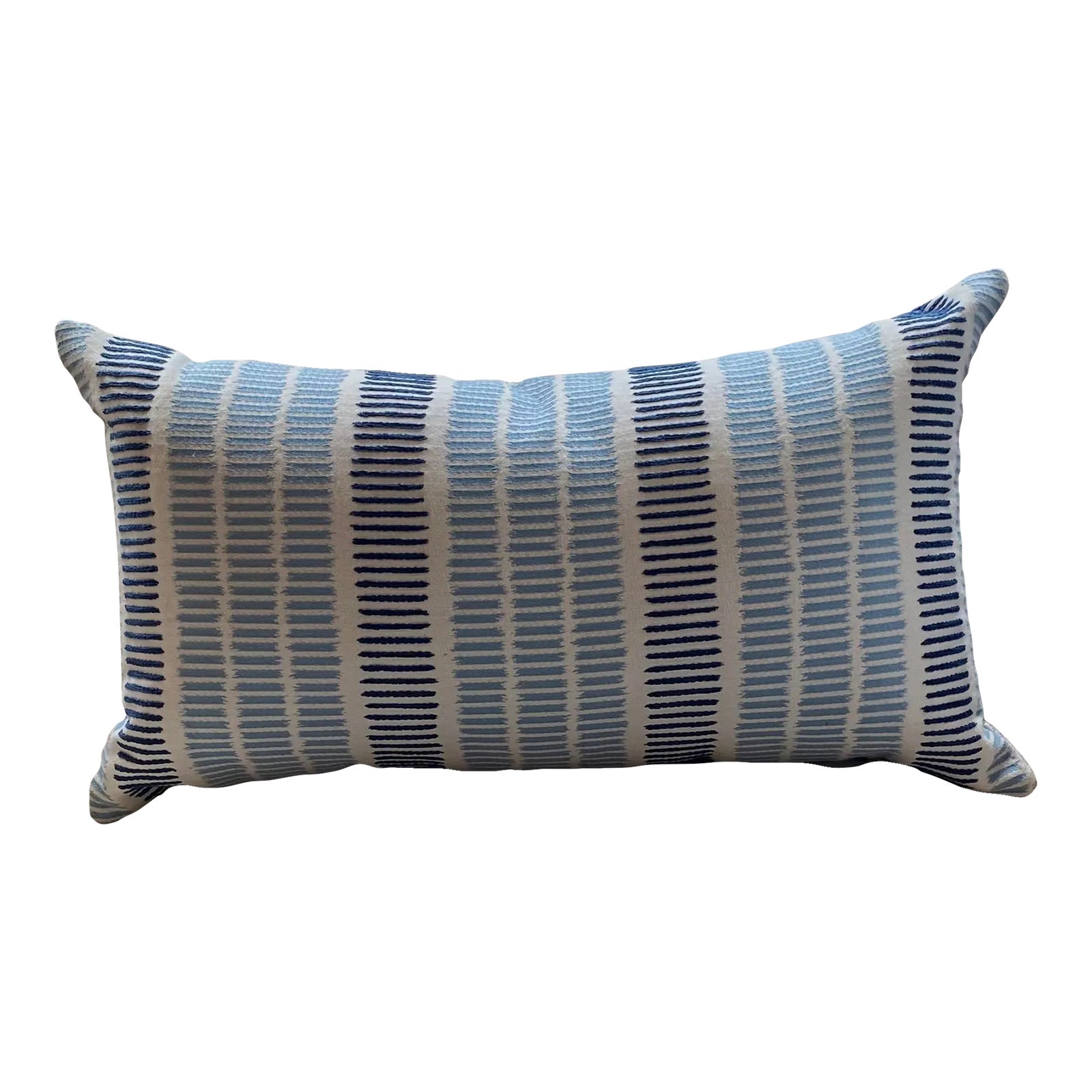 Custom Thibaut Lumbar Pillow Cover in "Topsail" Inside Out Blue Fabric