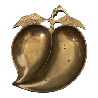 Vintage Brass Peach Dish Catchall For Sale