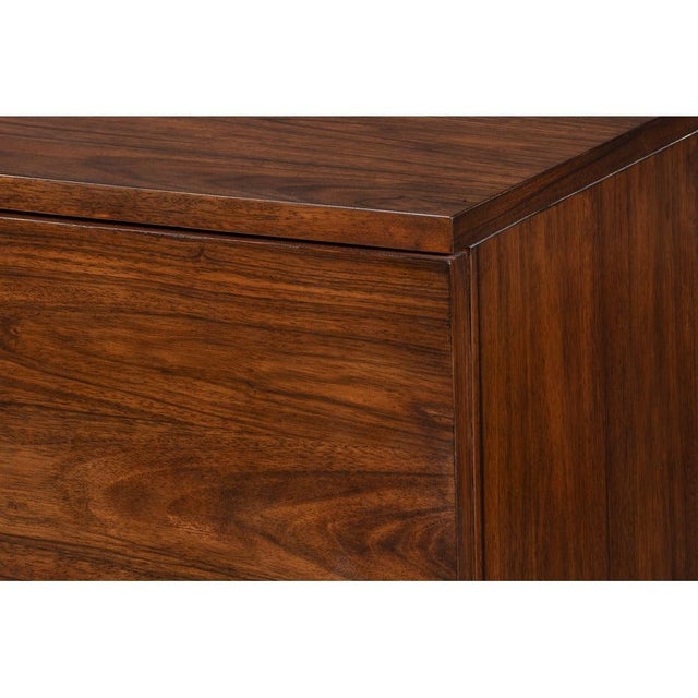 Modern Bowfront Walnut Credenza - Sculpted Stainless Pulls For Sale In Raleigh - Image 6 of 12