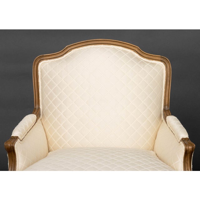 Louis XV Style Cream Upholstered Bergeres, Pair For Sale - Image 4 of 8