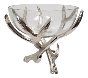 Serving Bowl on Nickel Deer Antler Stand