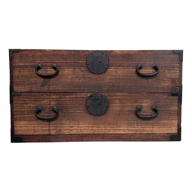 Shōwa Japanese Low Tansu Chest of Drawers, 1940 For Sale