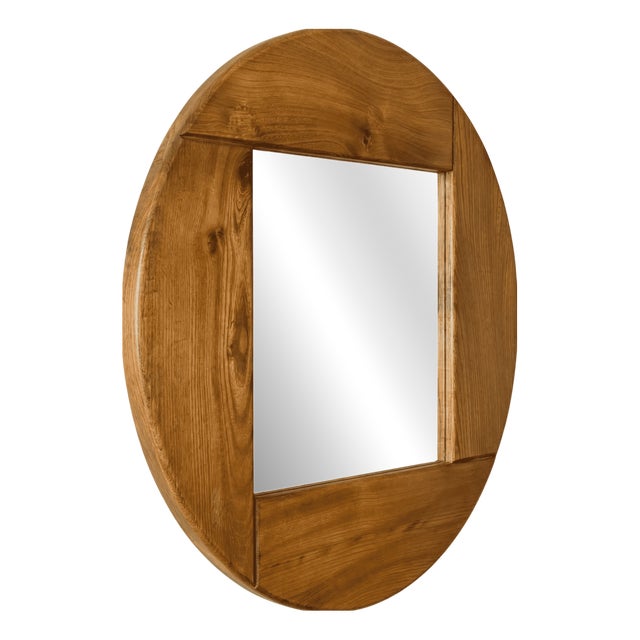 Elm Mirror from Maison Regain, 1960s For Sale
