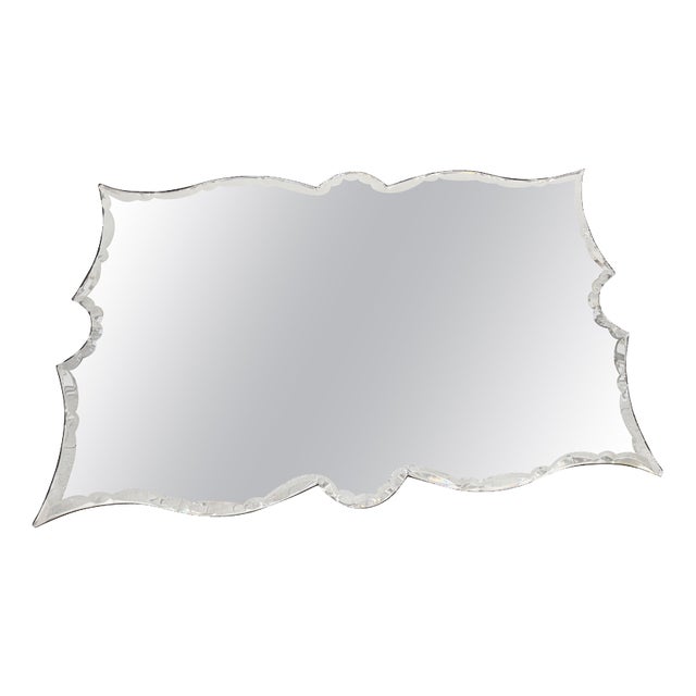 Art Deco Frameless Mirror with Sculpted Edges, France, 1940s For Sale