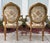 Antique elegant 18th Century Style Chairs (re-upholstered more recently, 1980s). Intricately carved wooden frame w/...