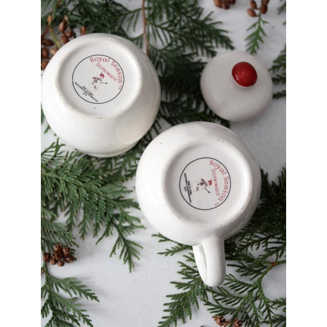 Vintage Royal Season Stoneware Snowman Creamer & Sugar Bowl Set For Sale - Image 9 of 10