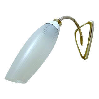 Vintage Glass and Brass Sconce, 1950s For Sale
