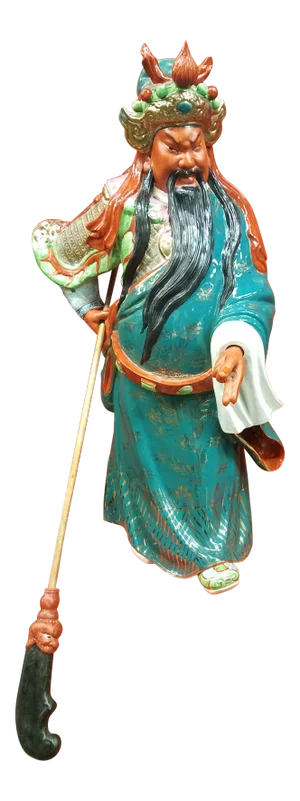 Mid-Century Chinese Porcelain Warrior Large Statue