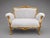1980s French Louis XVI Gold Velvet Beech Settee For Sale - Image 16 of 16