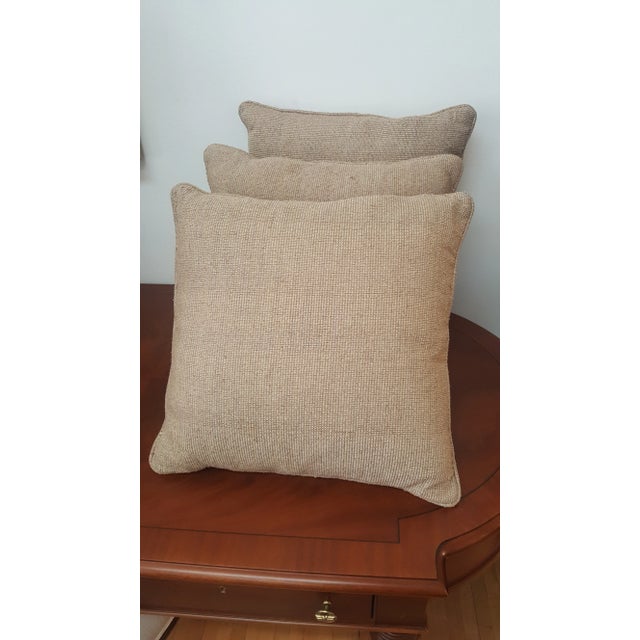 Textile Contemporary Taupe Matching Throw Pillows - Set of 3 For Sale - Image 7 of 7