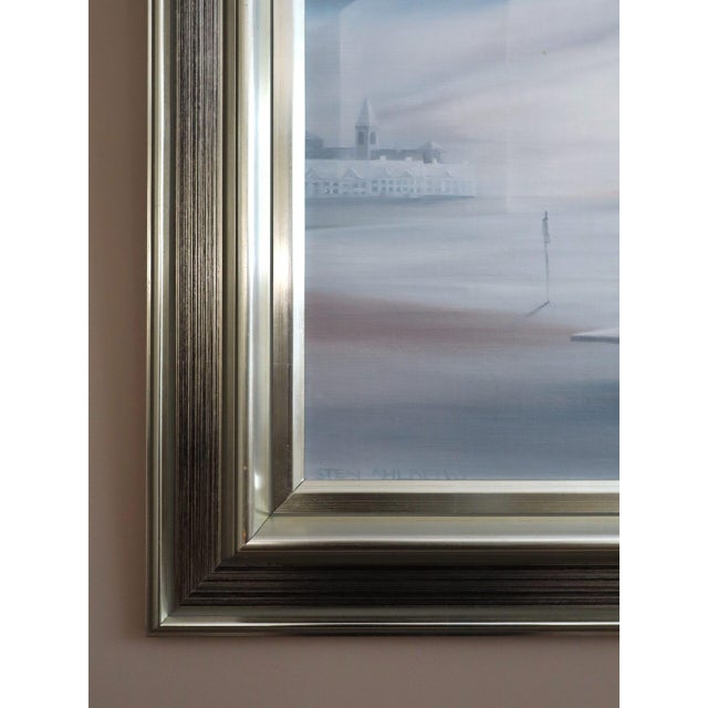 Mid-Century Modern 'Veils of Light' Swedish Original Abstract Surrealist Landscape Oil Painting, Framed For Sale - Image 10 of 18