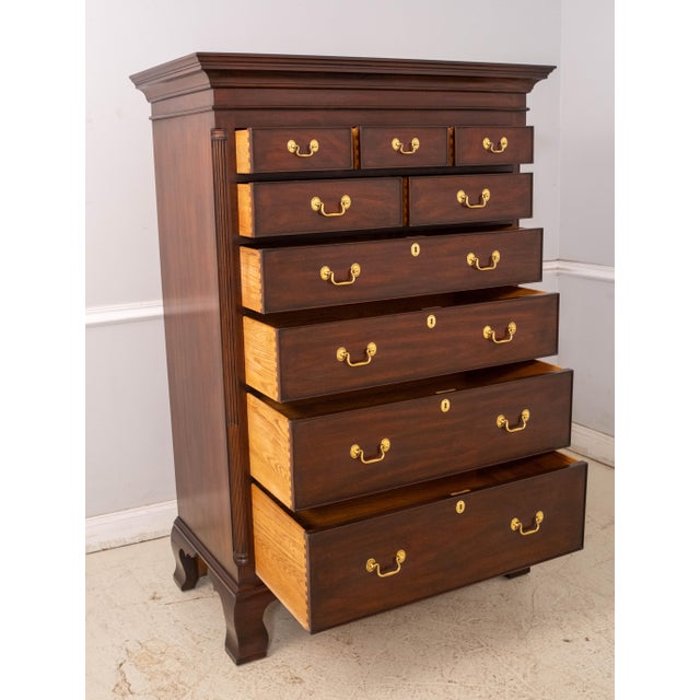 Henkel Harris 1990s Henkel Harris New Market Mahogany Tall Chest For Sale - Image 4 of 18