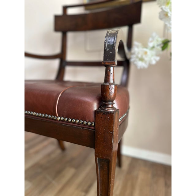 Traditional Henredon Acquisitions Regency Style Leather Armchair For Sale - Image 3 of 8