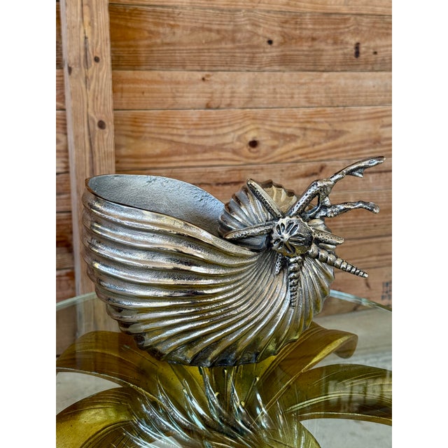 Coastal Metallic Nautilus Shell Cooler or Vase With Sculpted Sea Creature For Sale In Naples, FL - Image 6 of 10
