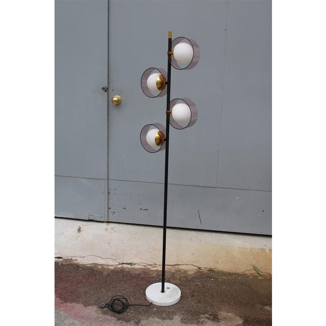 Metal Acrylic Glass and Brass Floor Lamp from Stilux Milano, 1950s For Sale - Image 7 of 16