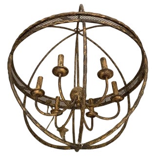 Gold-Leaf and Clay Sphere Chandelier by Simoeng For Sale