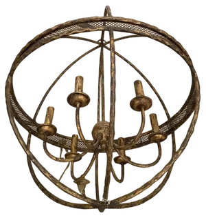 Gold-Leaf and Clay Sphere Chandelier by Simoeng