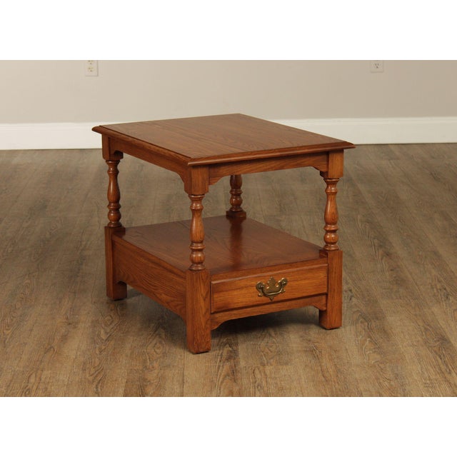 Traditional Pennsylvania House Solid Oak Two Tier End Table With Drawer For Sale - Image 3 of 18