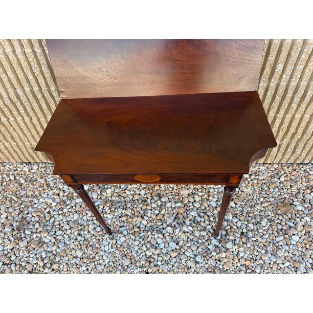 Antique Federal Sheraton Style Inlaid Flame Mahogany Folding Top Card or Gaming Table For Sale - Image 11 of 18