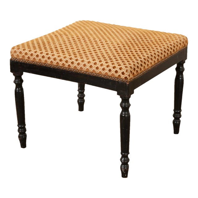 French 19th Century Ebonized & Upholstered Stool For Sale