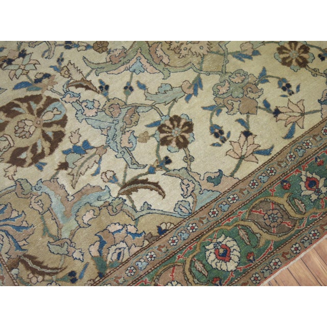 Bottle Green Antique Persian Tabriz Decorative Room Size Rug For Sale - Image 8 of 18