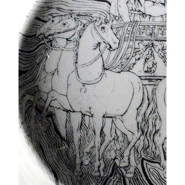 Piero Fornasetti Vintage Piero Fornasetti Black and White Ashtray of a Roman Chariot For Sale - Image 4 of 5