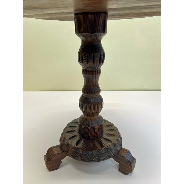 Brown Spanish Colonial Carved Wooden Side Table, 1950s For Sale - Image 8 of 13