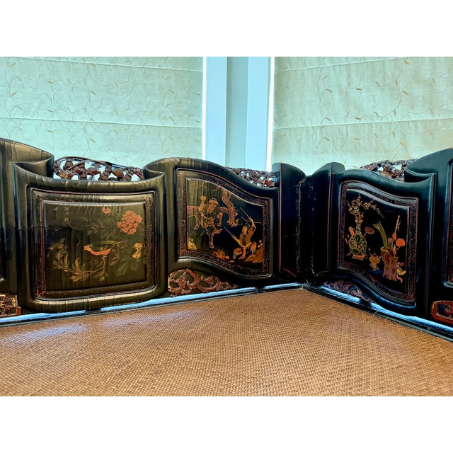 Antique Chinese Qing Dynasty Carved & Lacquered Louhan Daybed For Sale - Image 9 of 17