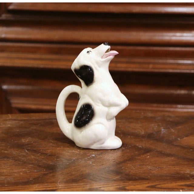 Mid-Century French Sarreguemines Hand-Painted Ceramic Begging Dog Pitcher For Sale - Image 9 of 9