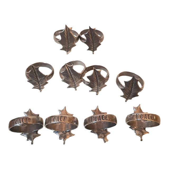 Christmas Napkin RIngs Heavenly Peace Set 10 For Sale